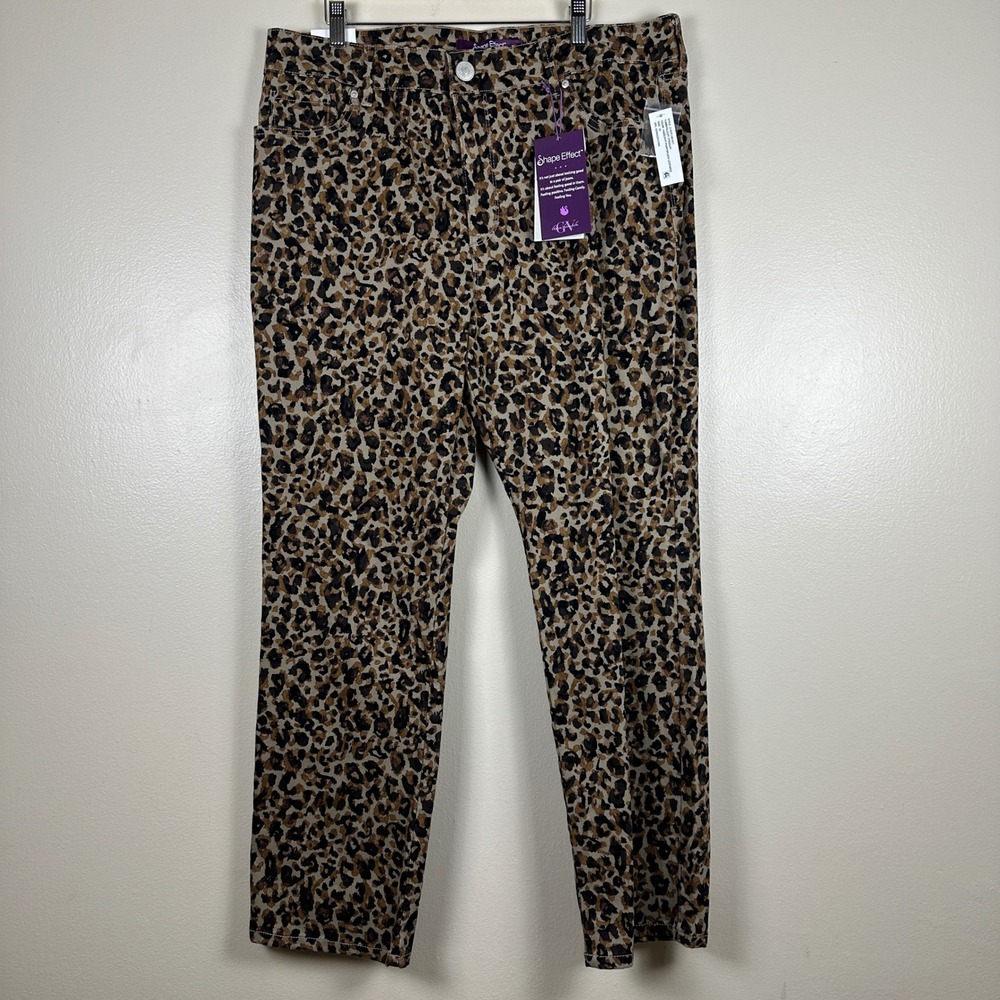 Gloria Vanderbilt Women's 18 Straight Pants Leopard Tummysculpt High Rise NEW